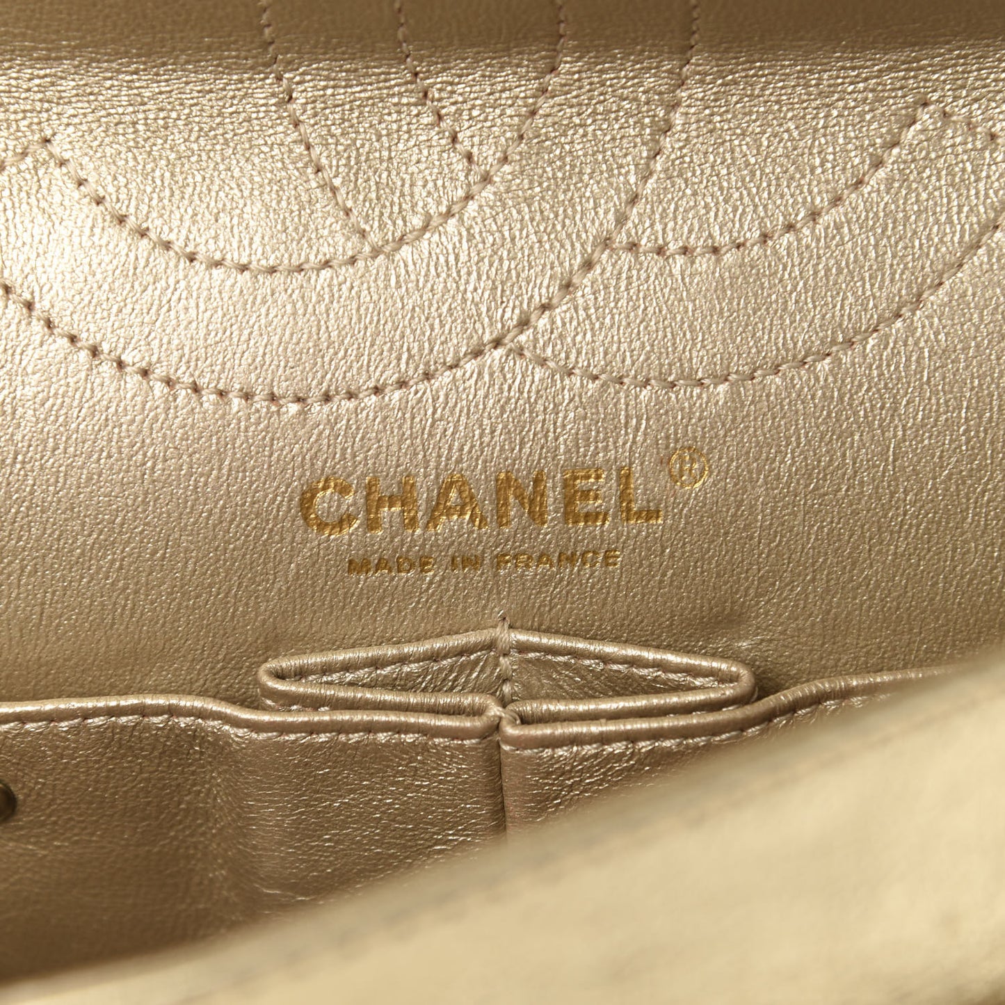 Metallic Aged Calfskin Quilted 2.55 Reissue 225 Flap Gold