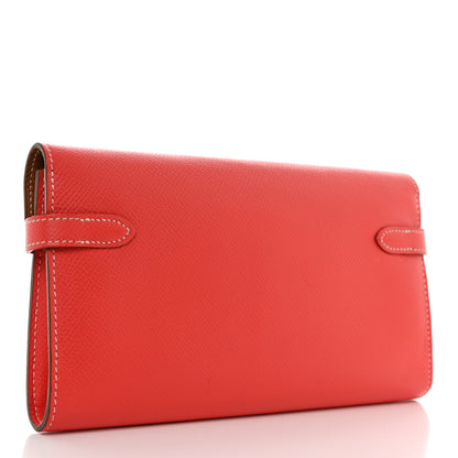 Hermes Epsom Verso Kelly Longue Wallet Rose Jaipur Gold 3 of 7