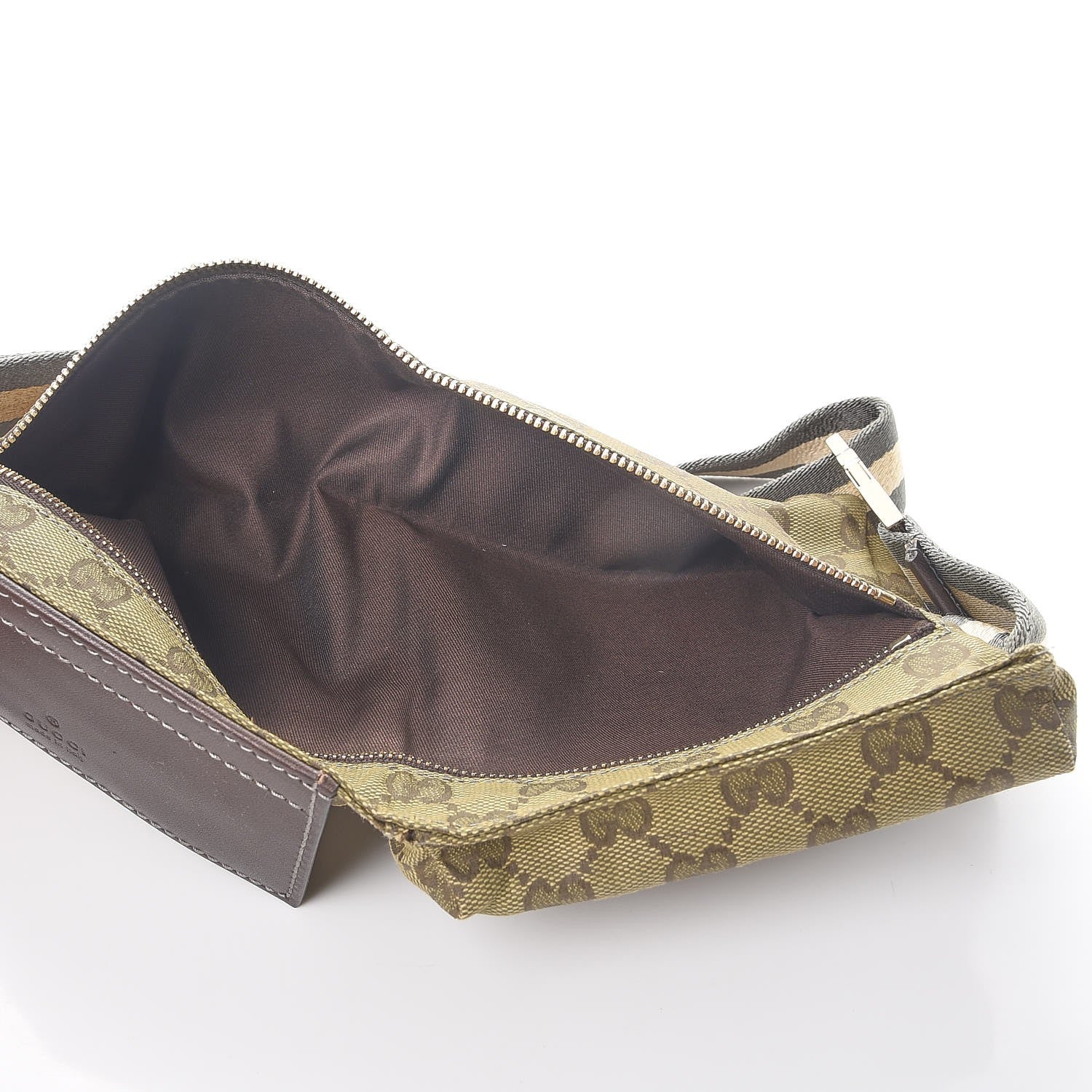 Gucci GG Monogram Web Double Pocket Belt Bag Green Dark Brown 5 of 11