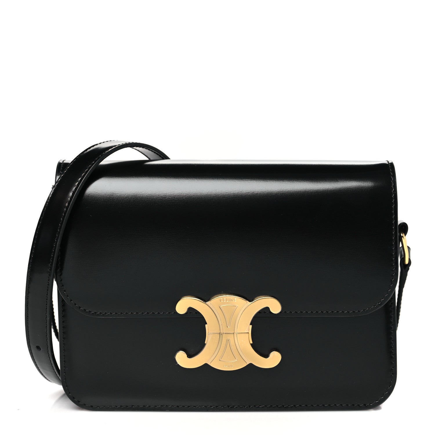 Celine Shiny Calfskin Teen Triomphe Black 1 of 10