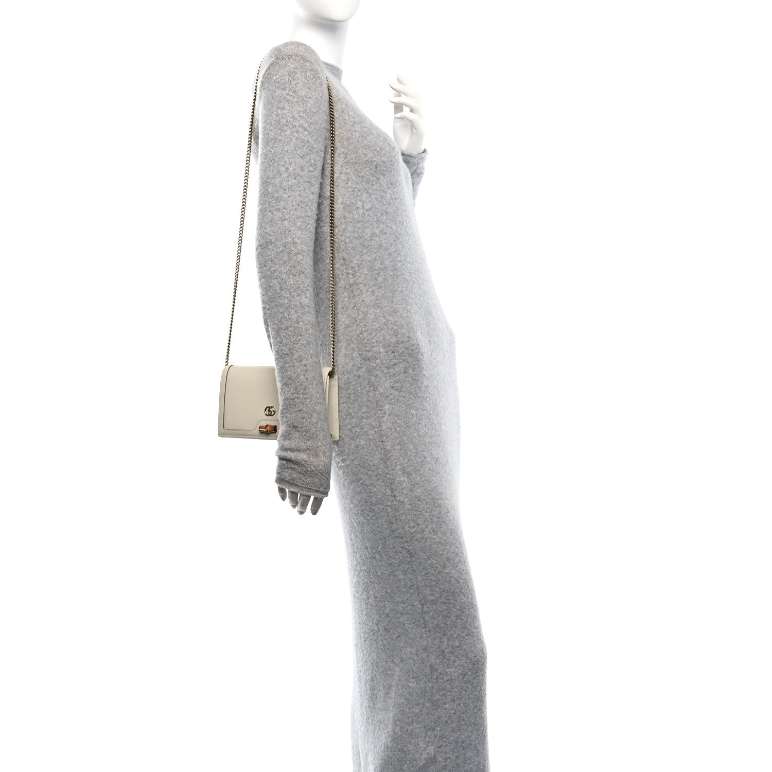 Gucci Textured Dollar Calfskin Mini Diana Chain Bag White 2 of 13