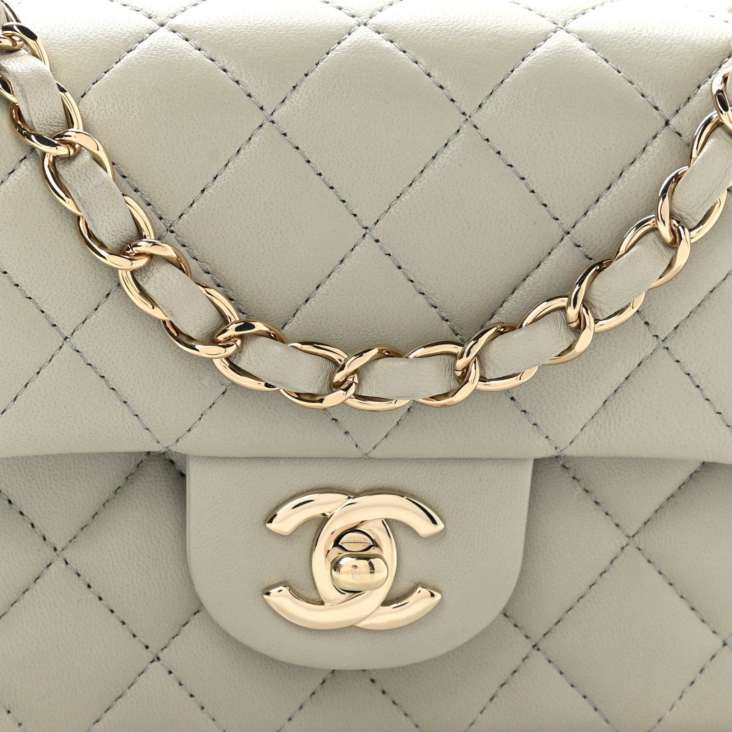 Chanel Lambskin Quilted Mini Rectangular Flap Grey 8 of 11