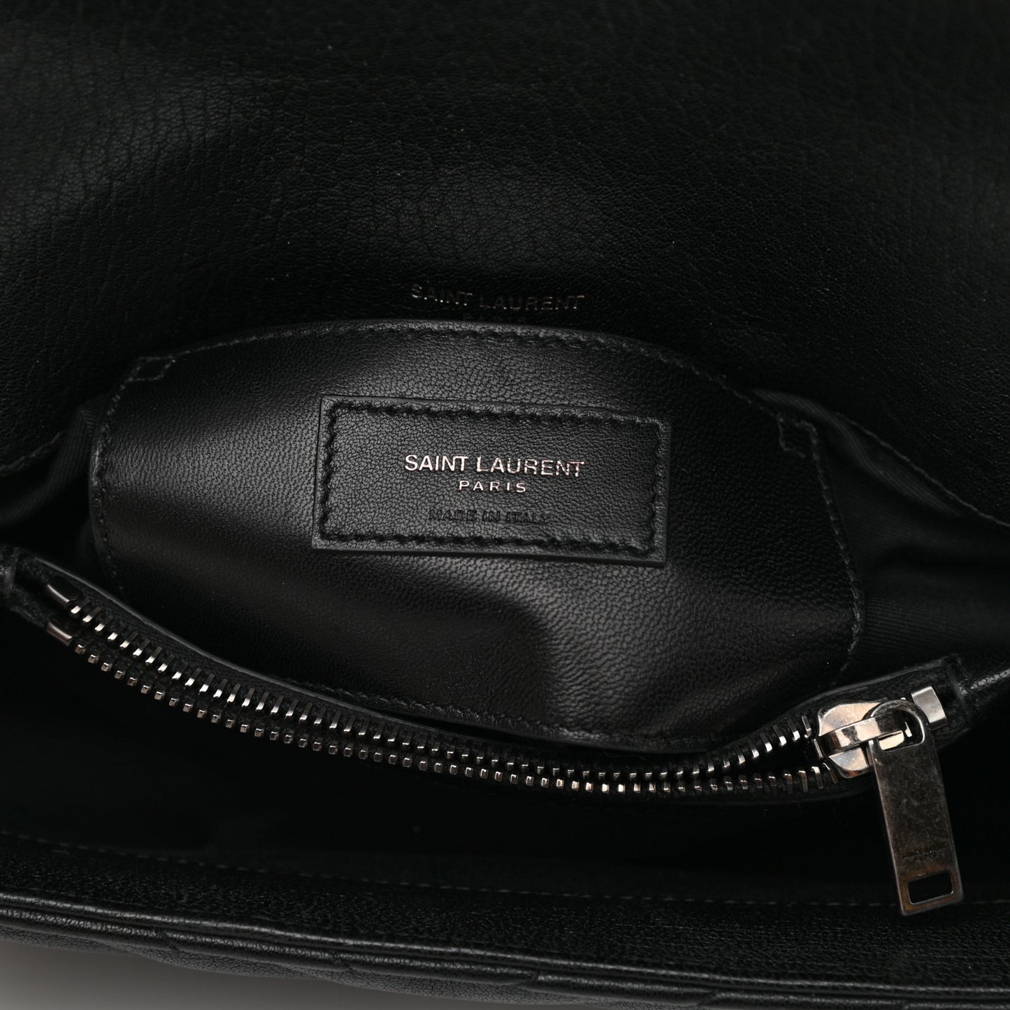 Sheepskin Matelasse Chevron Monogram Medium College Bag Black