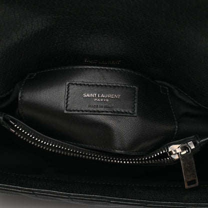 Saint Laurent Sheepskin Matelasse Chevron Monogram Medium College Bag Black 6 of 10