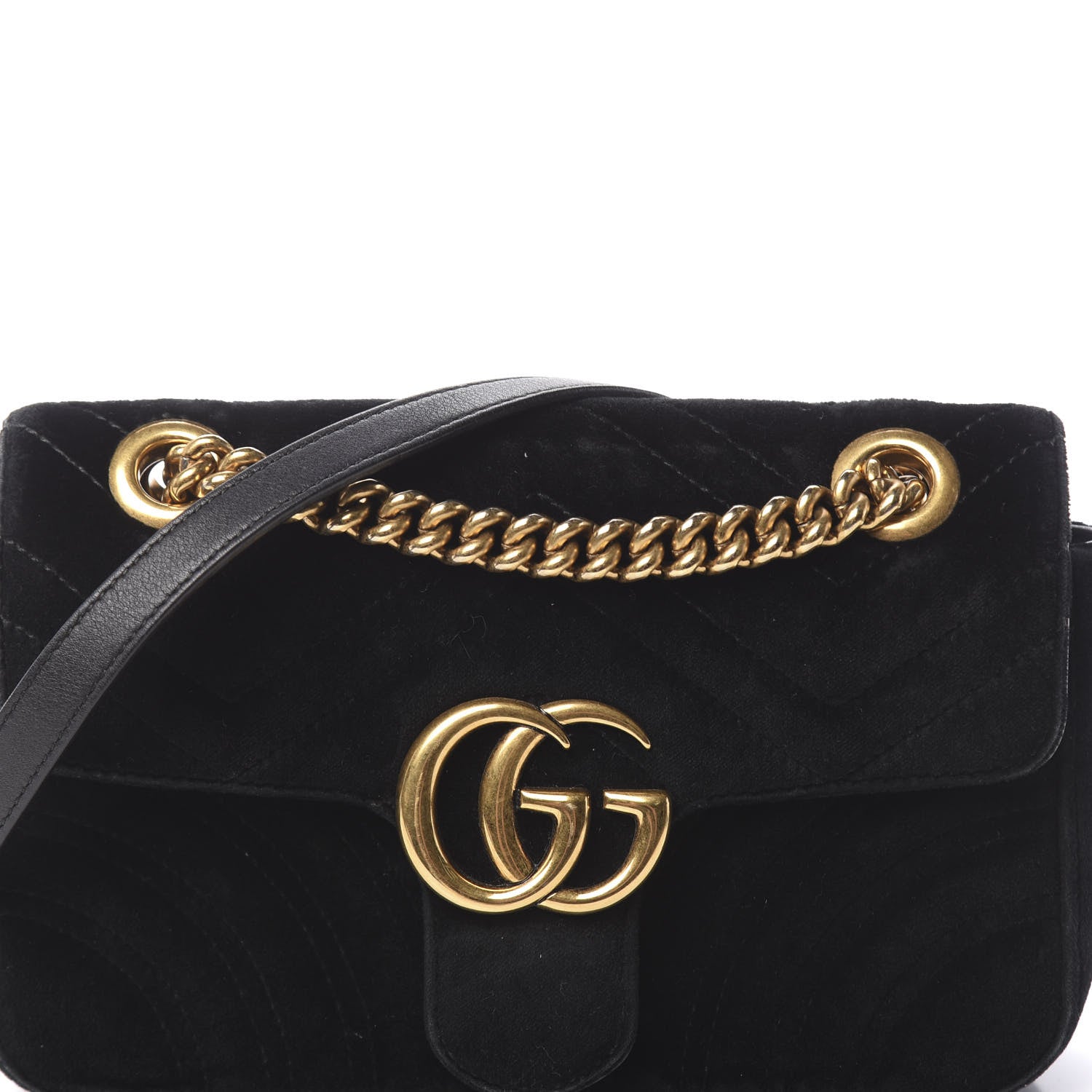Gucci Velvet Matelasse Mini GG Marmont Shoulder Bag Black 9 of 10
