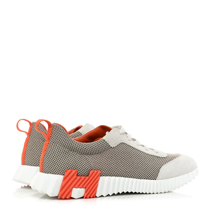 Hermes Air Mesh Suede Goatskin Mens Bouncing Sneakers 42 Multicolor Beige 5 of 11