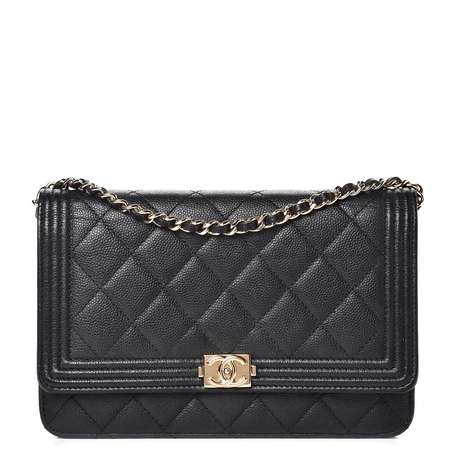 Chanel Caviar Quilted Boy Wallet On Chain WOC Black 1 of 10