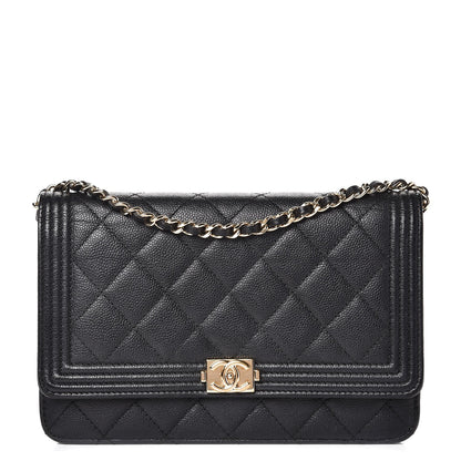 Chanel Caviar Quilted Boy Wallet On Chain WOC Black 1 of 10
