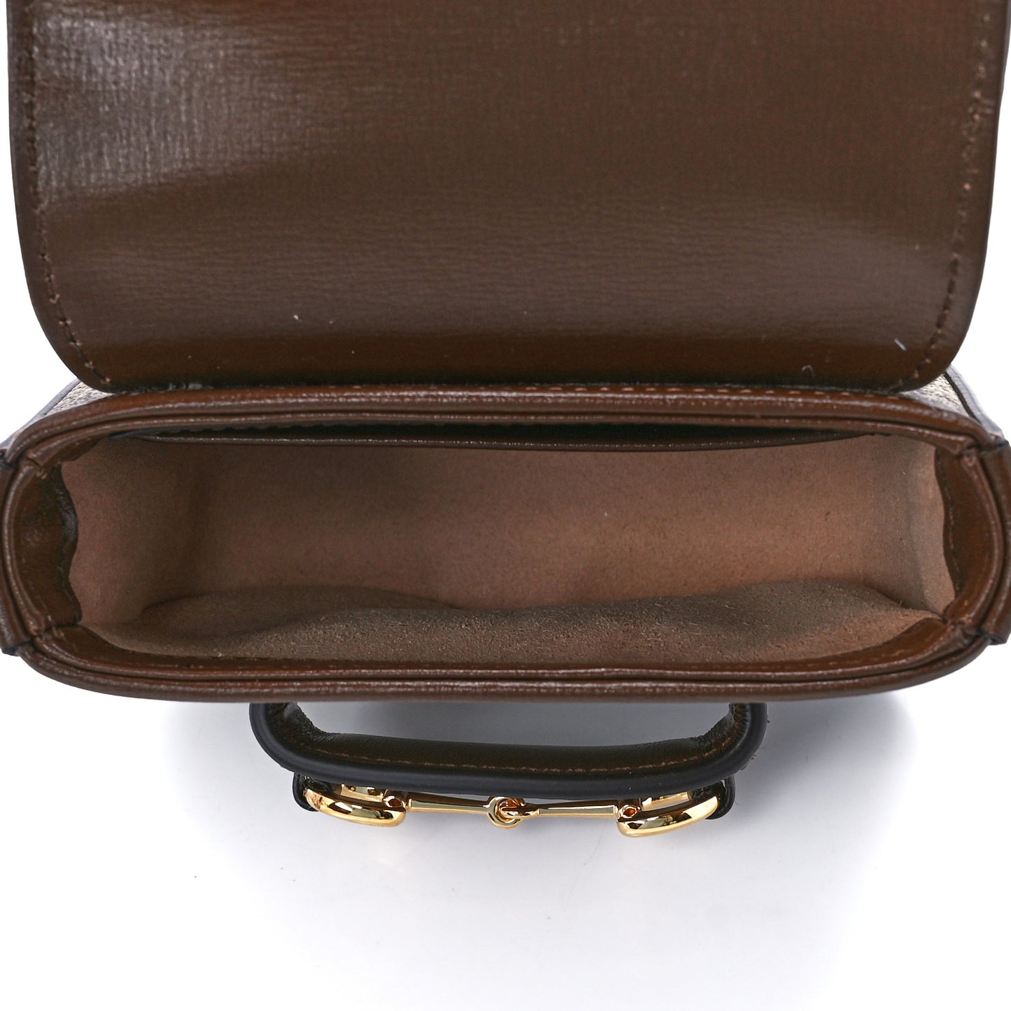 GG Supreme Monogram Azalea Calfskin Web Horsebit 1955 Wallet On Strap Beige Ebony Brown Sugar