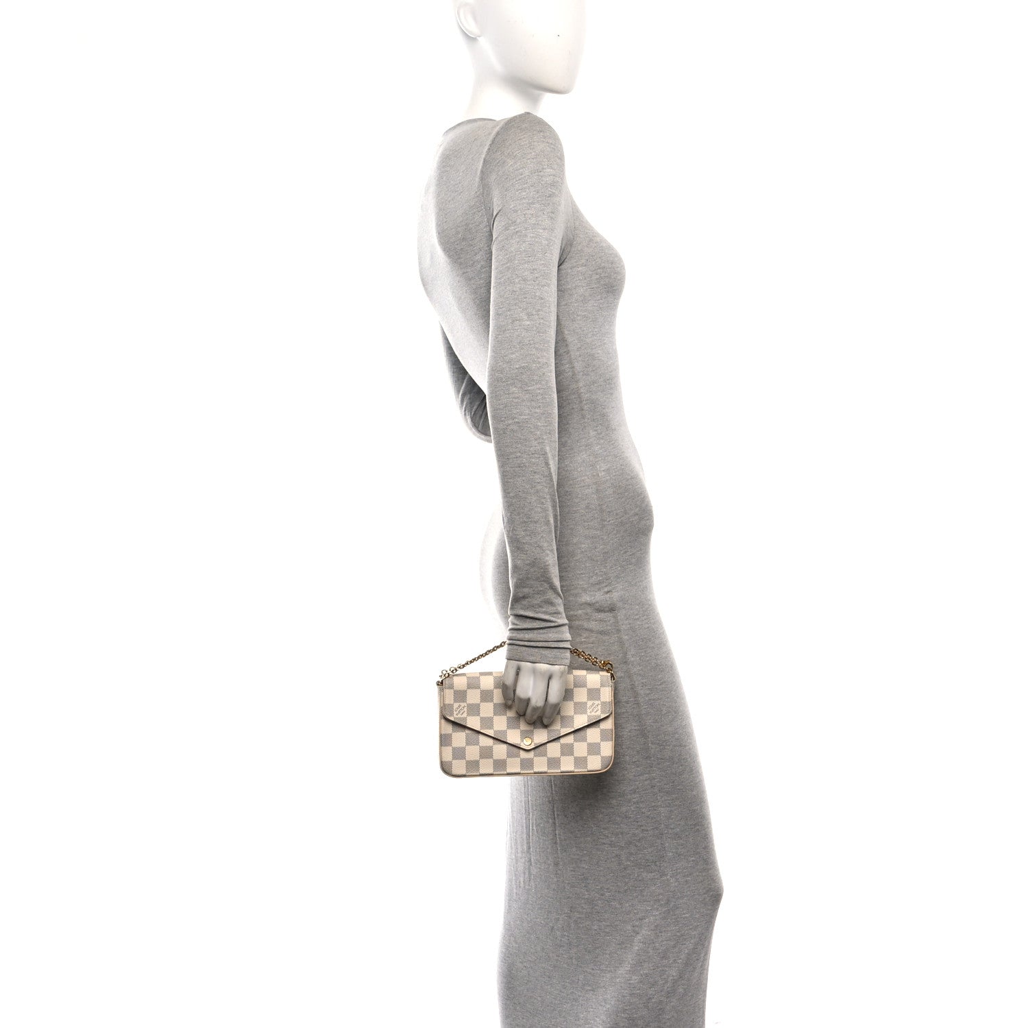 Louis Vuitton Damier Azur Pochette Felicie Chain Wallet Rose Ballerine 3 of 10