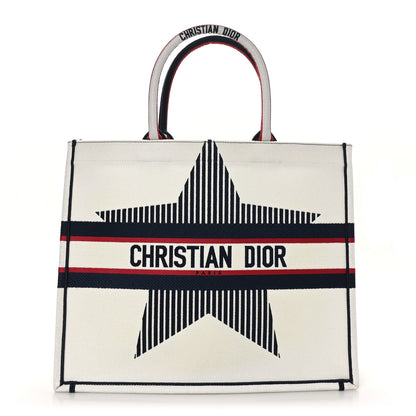 Christian Dior Canvas Embroidered Large Dioralps Book Tote White 1 of 10