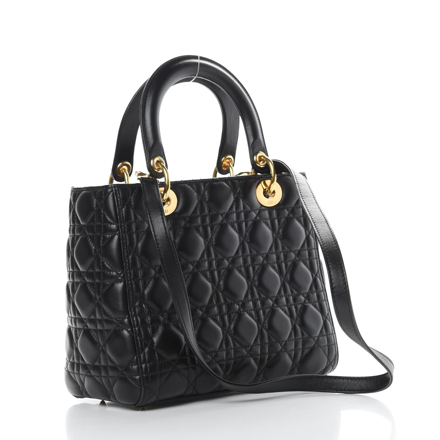 Christian Dior Lambskin Cannage Medium Lady Dior Black 3 of 16
