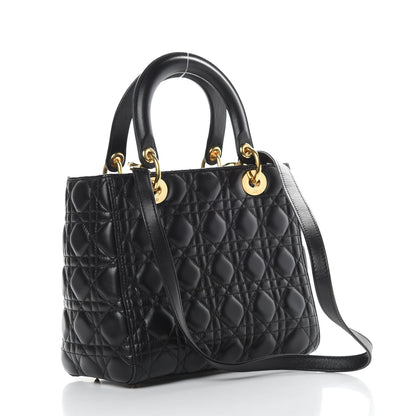 Christian Dior Lambskin Cannage Medium Lady Dior Black 3 of 16