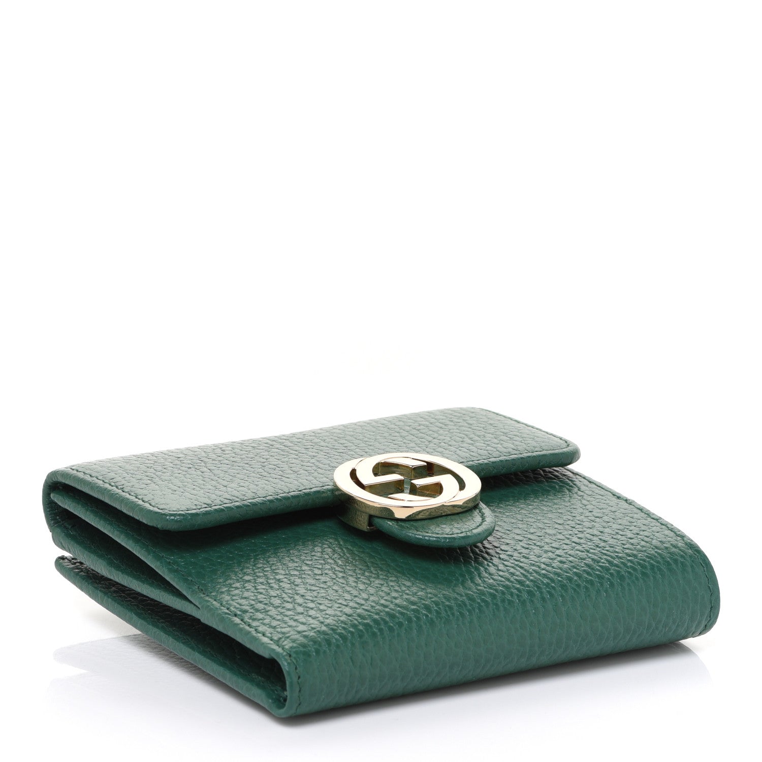 Gucci Dollar Calfskin Interlocking G French Wallet Emerald 4 of 9