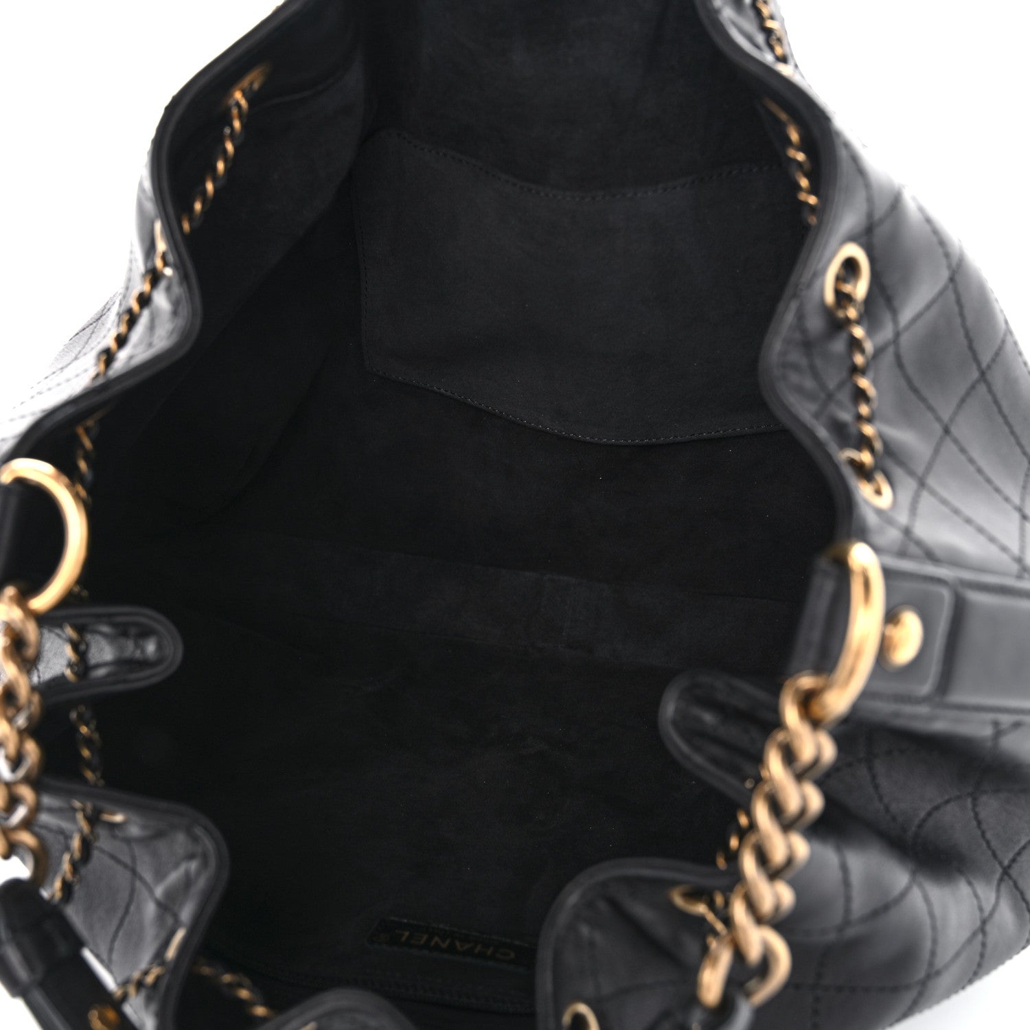 Chanel Calfskin Stitched Small Paris Rome Drawstring CC Bag Black 5 of 11