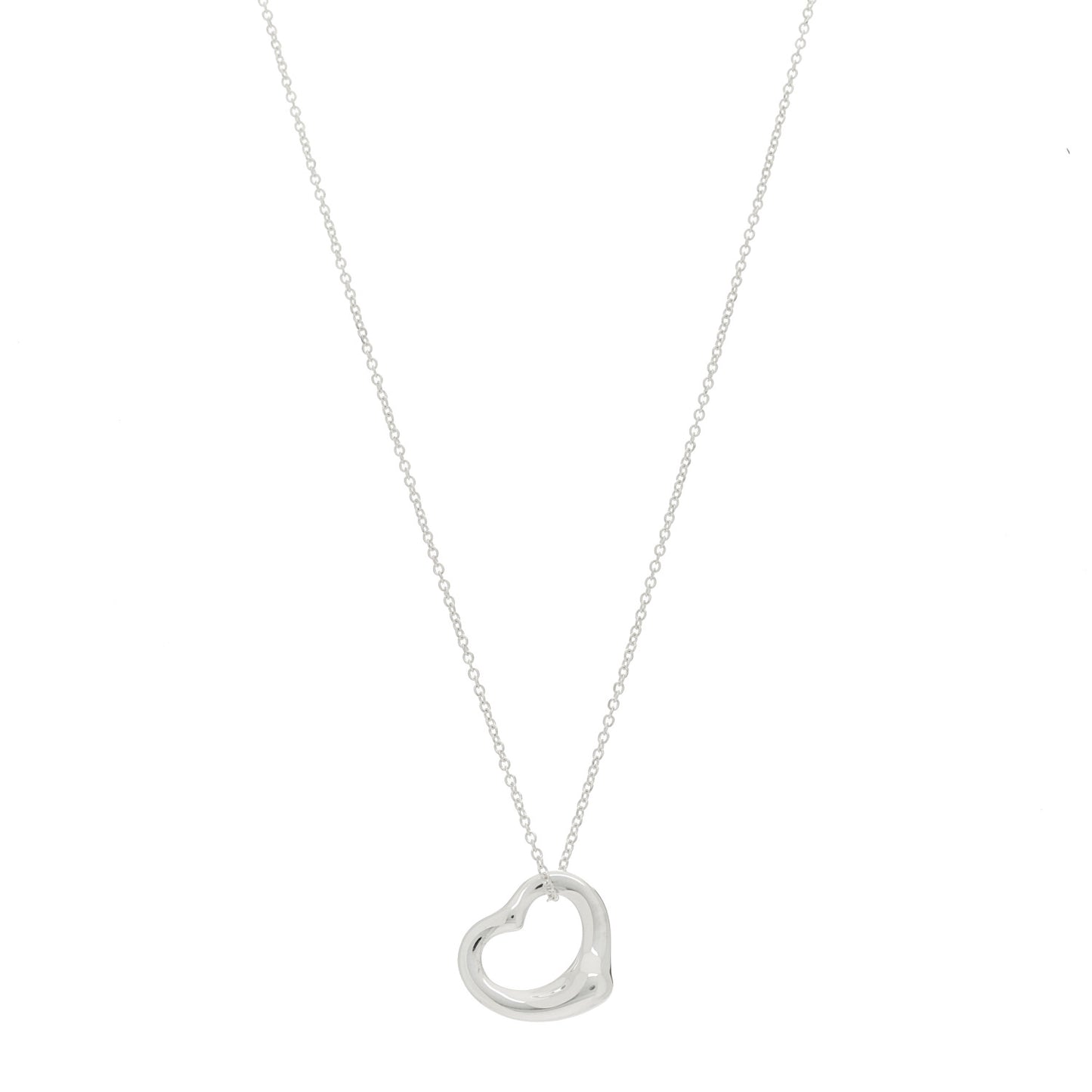 Sterling Silver 16mm Elsa Peretti Open Heart Pendant Necklace