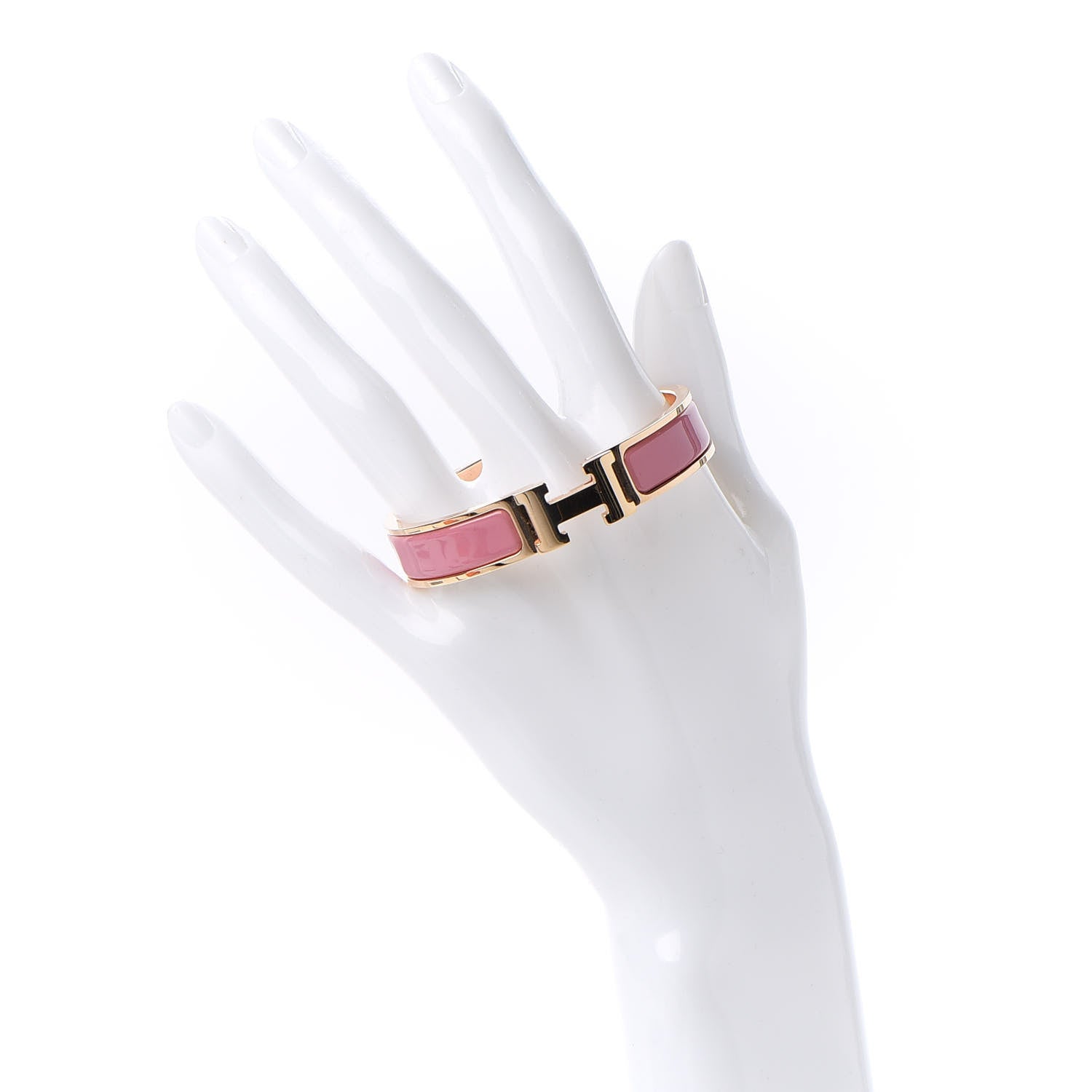 Hermes Enamel Narrow Clic Clac H Bracelet PM Rose Velours 2 of 7