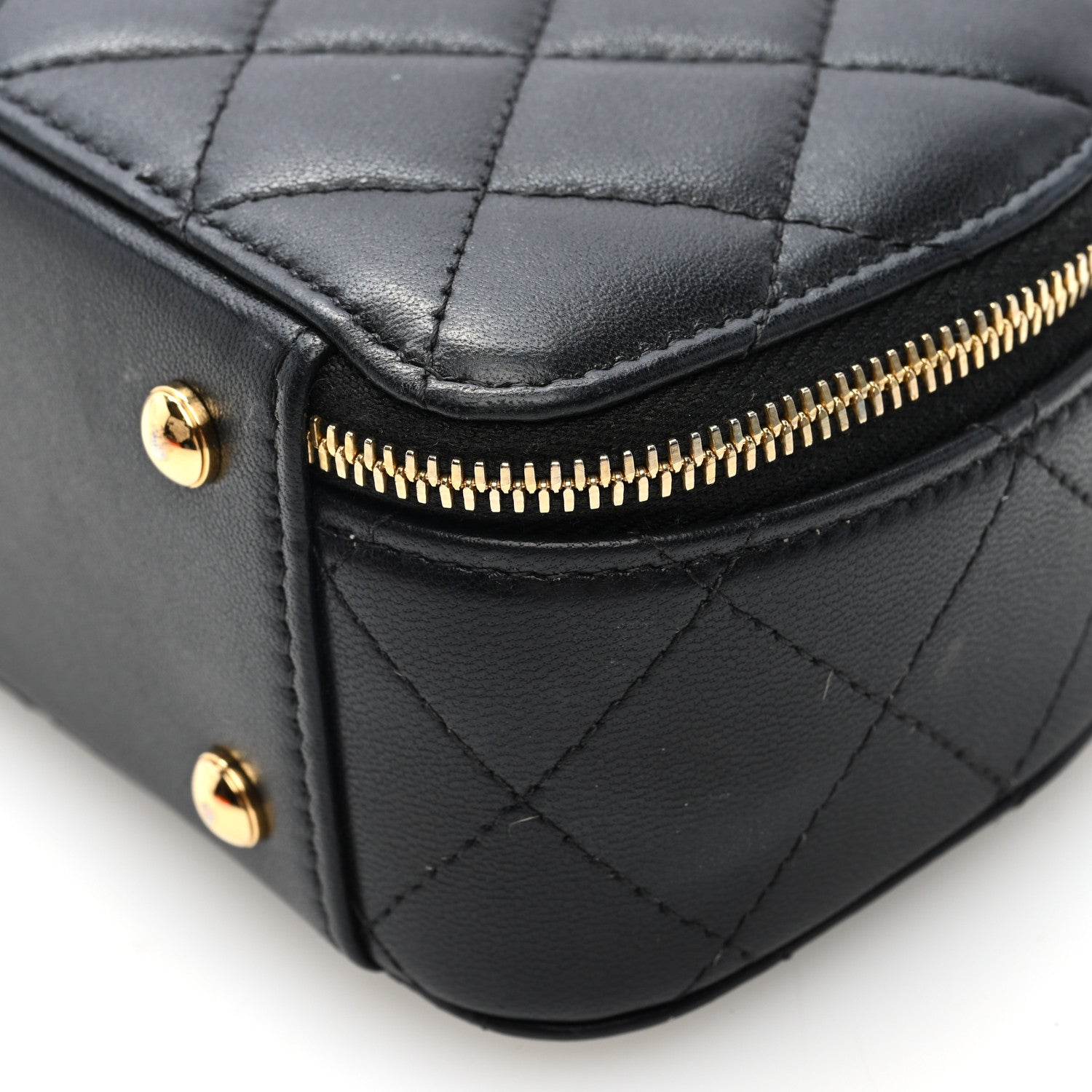 Chanel Lambskin Quilted Chic Riviera Top Handle Vanity Case Black 10 of 10