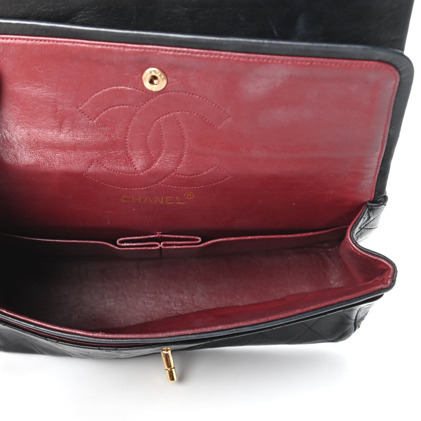 Lambskin Quilted Medium Double Flap Black