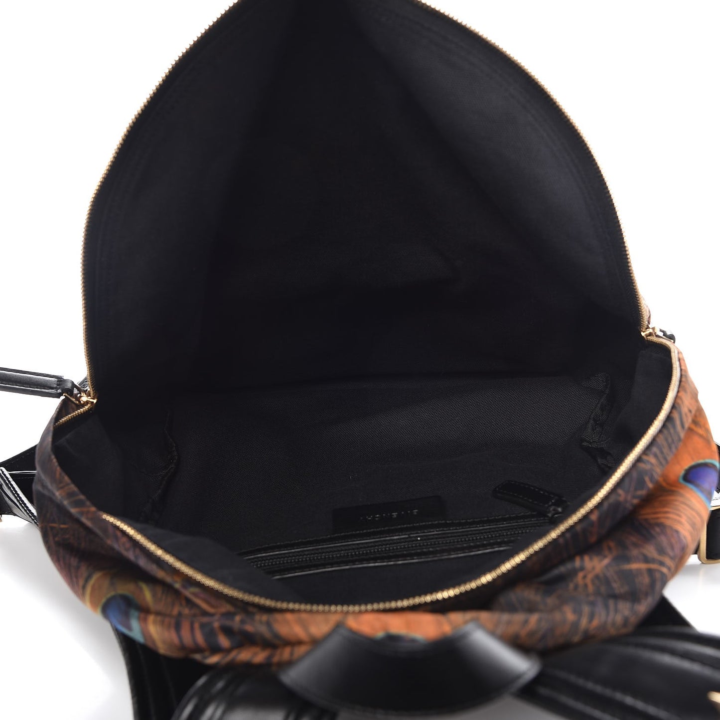 Nylon Calfskin Peacock Print Backpack Brown