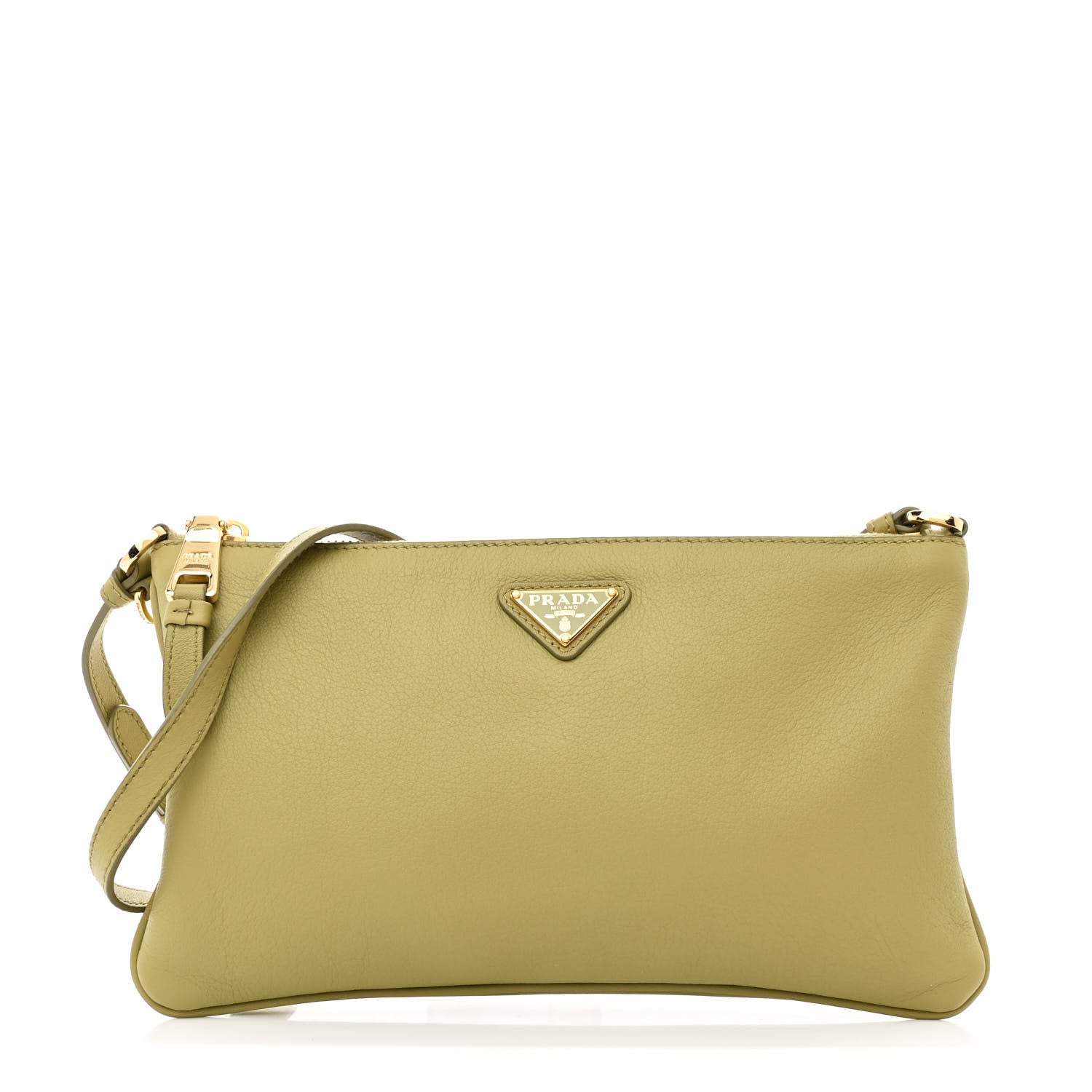 Prada Soft Calfskin Zippered Shoulder Bag Pistachio 1 of 10