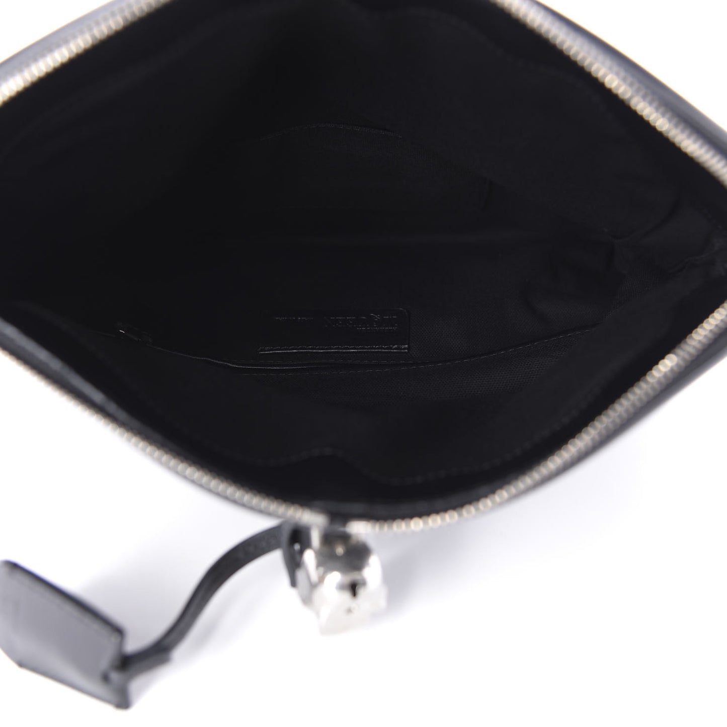 Calfskin Studded Padlock Skull Clutch Black