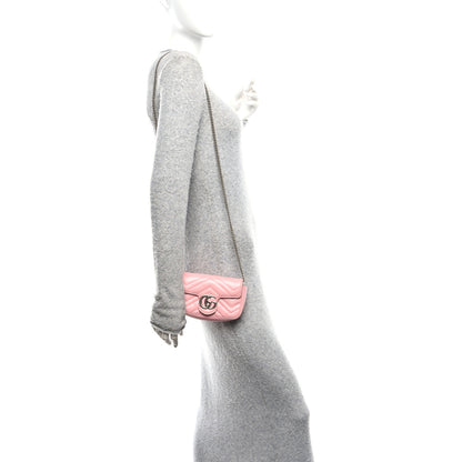 Gucci Calfskin Matelasse Super Mini GG Marmont Shoulder Bag Wild Rose 2 of 10