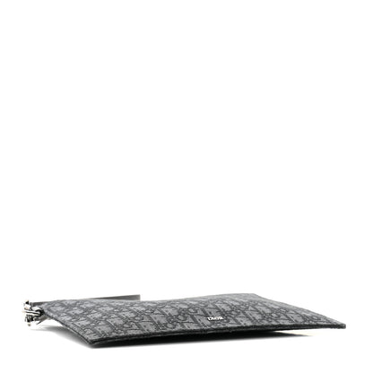 Christian Dior Oblique Jacquard A5 Flat Pouch Wristlet Black 4 of 9