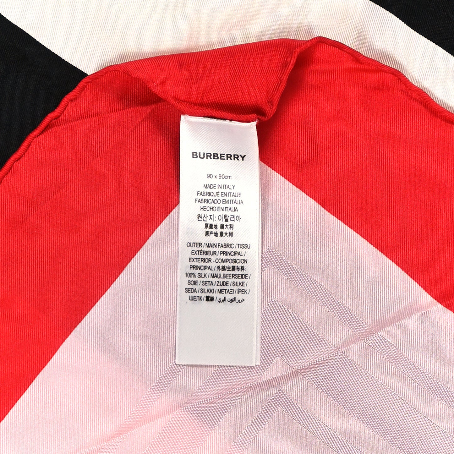 Silk Icon Stripe Border Square Scarf Red