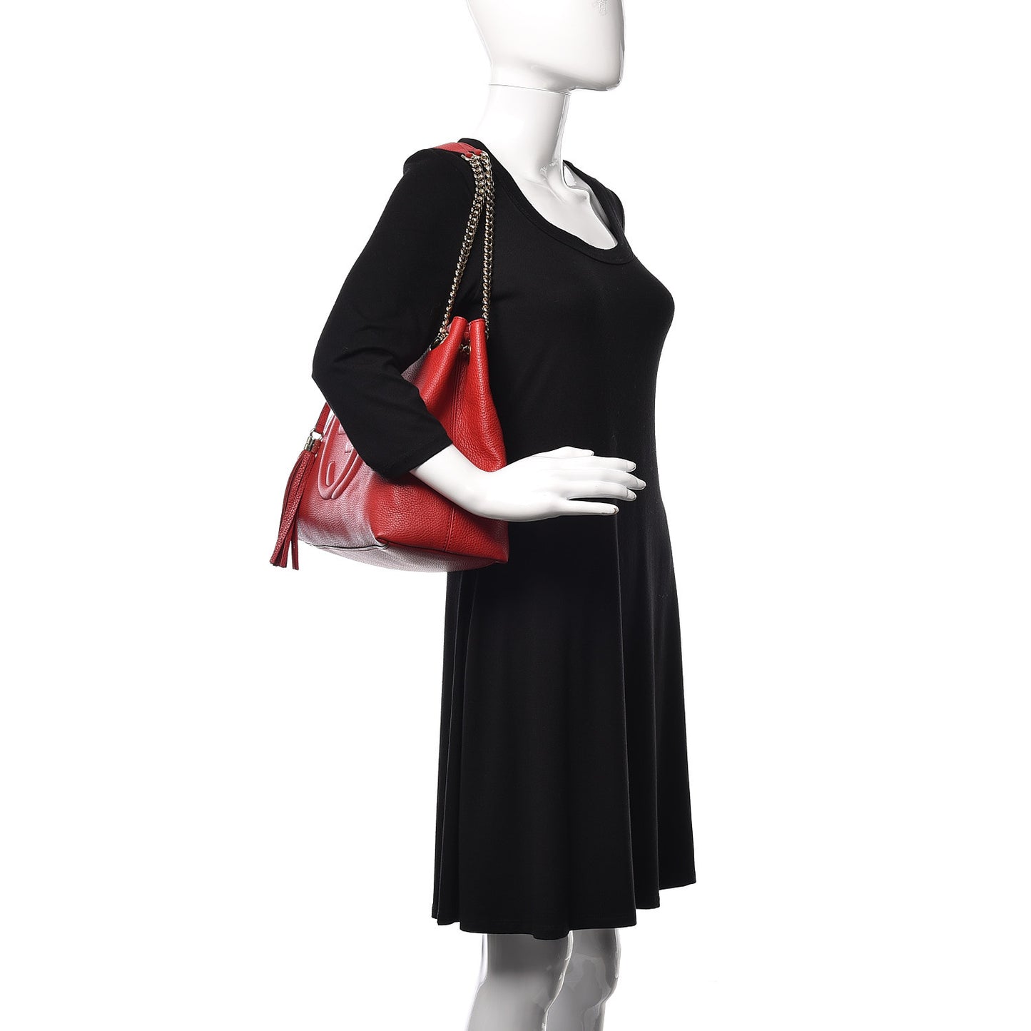 Cellarius Calfskin Medium Soho Chain Shoulder Bag Vibrant Red