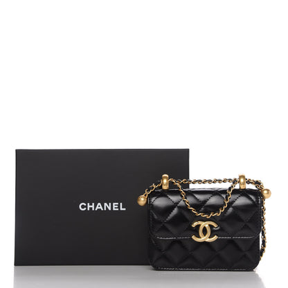 Chanel Calfskin Quilted Perfect Fit Coin Purse With Chain Black 12 of 12