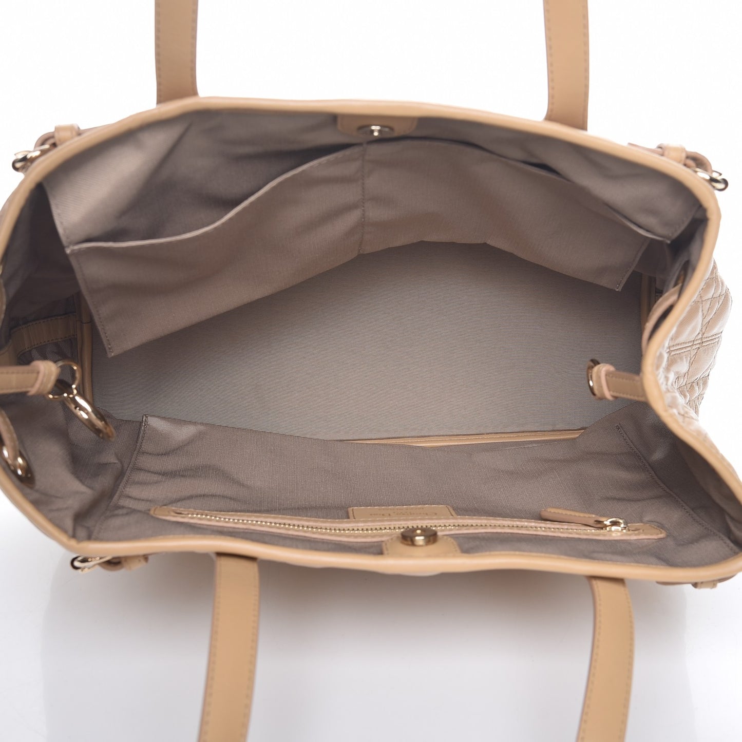 Coated Canvas Cannage Small Panarea Tote Beige