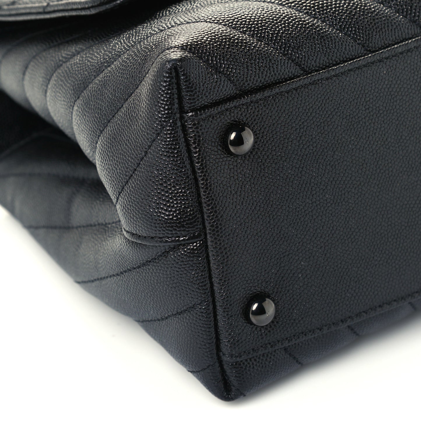 Caviar Chevron Quilted Small Coco Handle Flap So Black