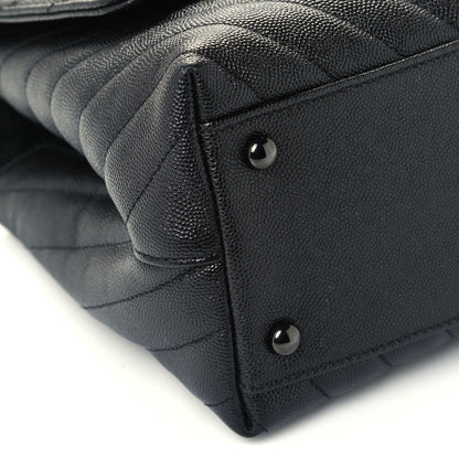 Chanel Caviar Chevron Quilted Small Coco Handle Flap So Black 10 of 11