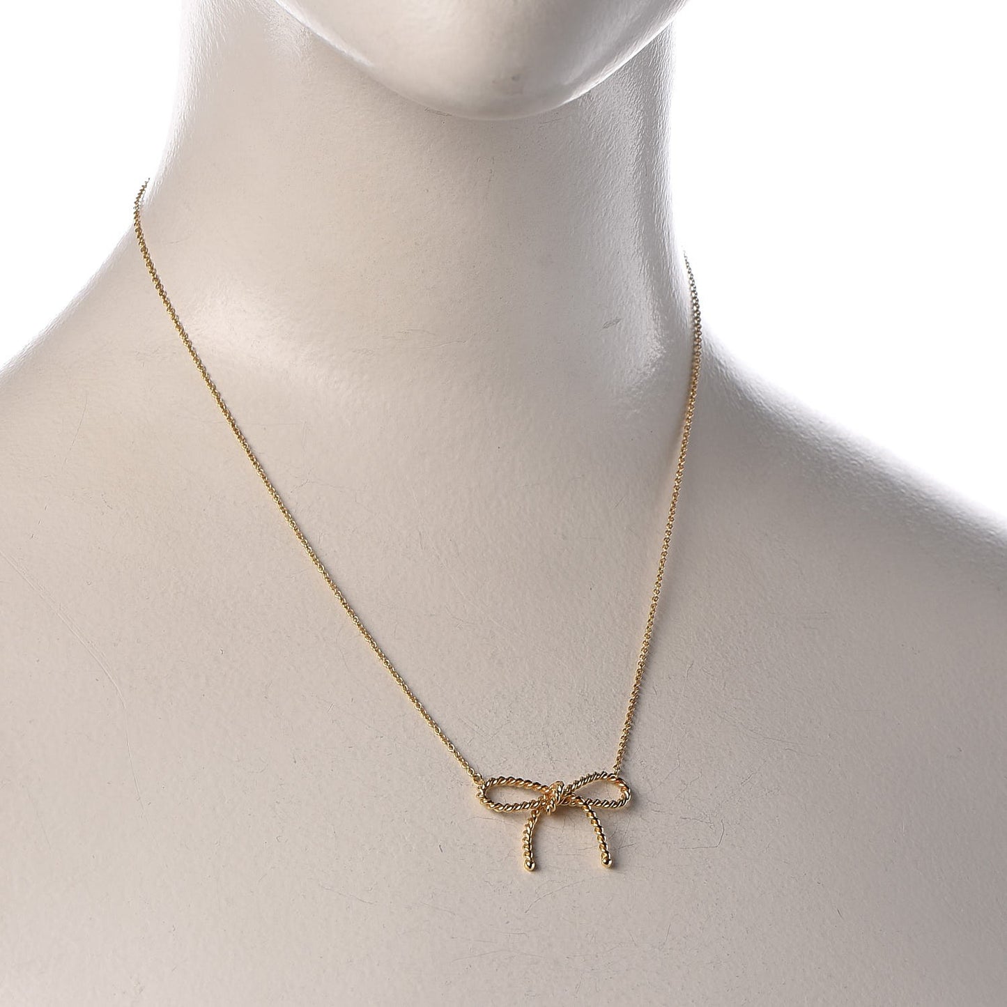 18K Yellow Gold Twist Bow Pendant Necklace