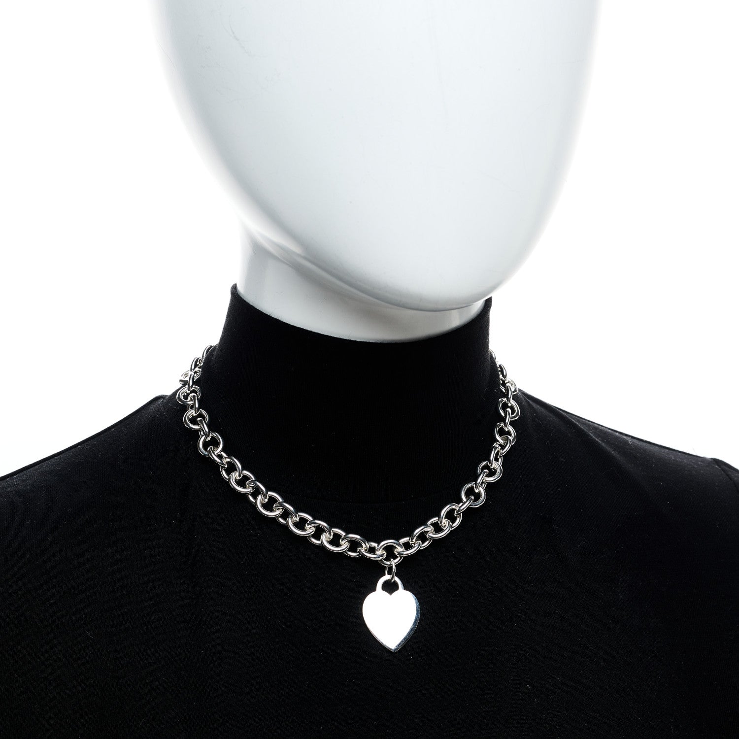 Tiffany Sterling Silver Heart Tag Pendant Necklace 2 of 5