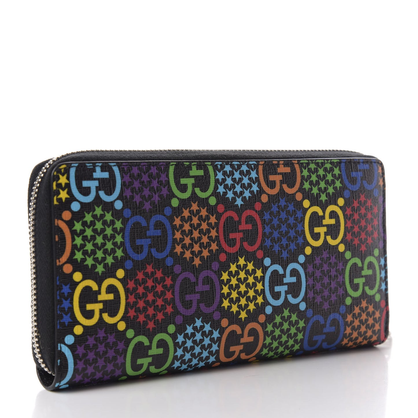 GG Supreme Monogram Psychedelic Zip Around Wallet Black Multicolor