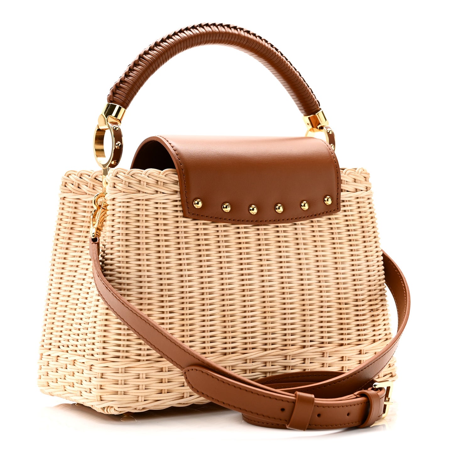 Rattan Calfskin Capucines BB Tan