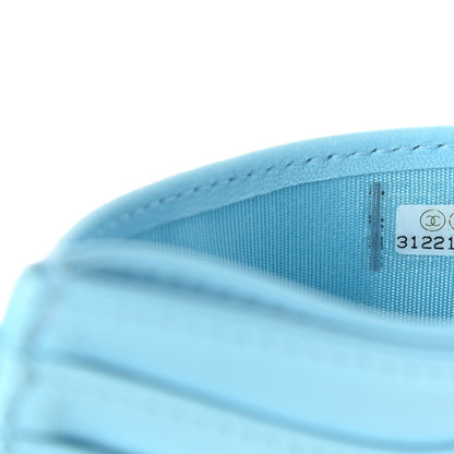 Chanel Lambskin Quilted Card Holder Neon Blue 8 of 9