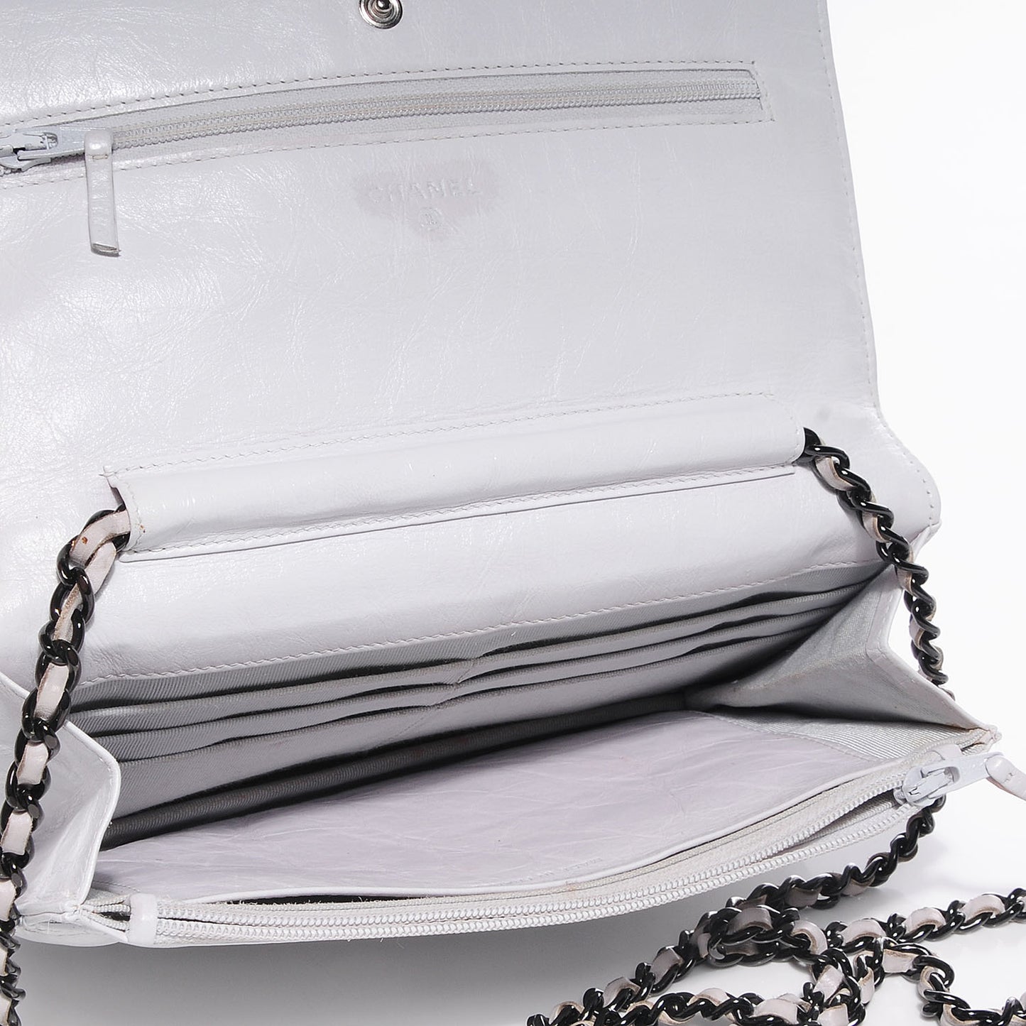 Aged Calfskin Quilted Reissue Wallet On Chain WOC White