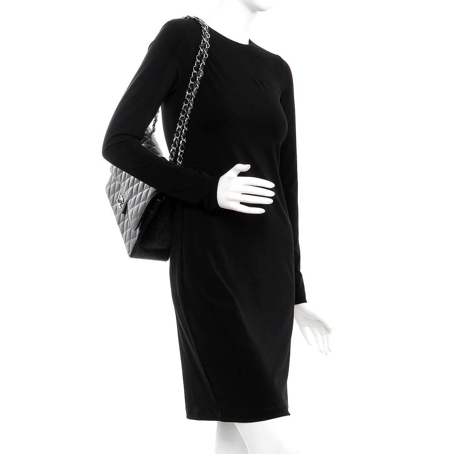 Caviar Quilted Jumbo Double Flap Black