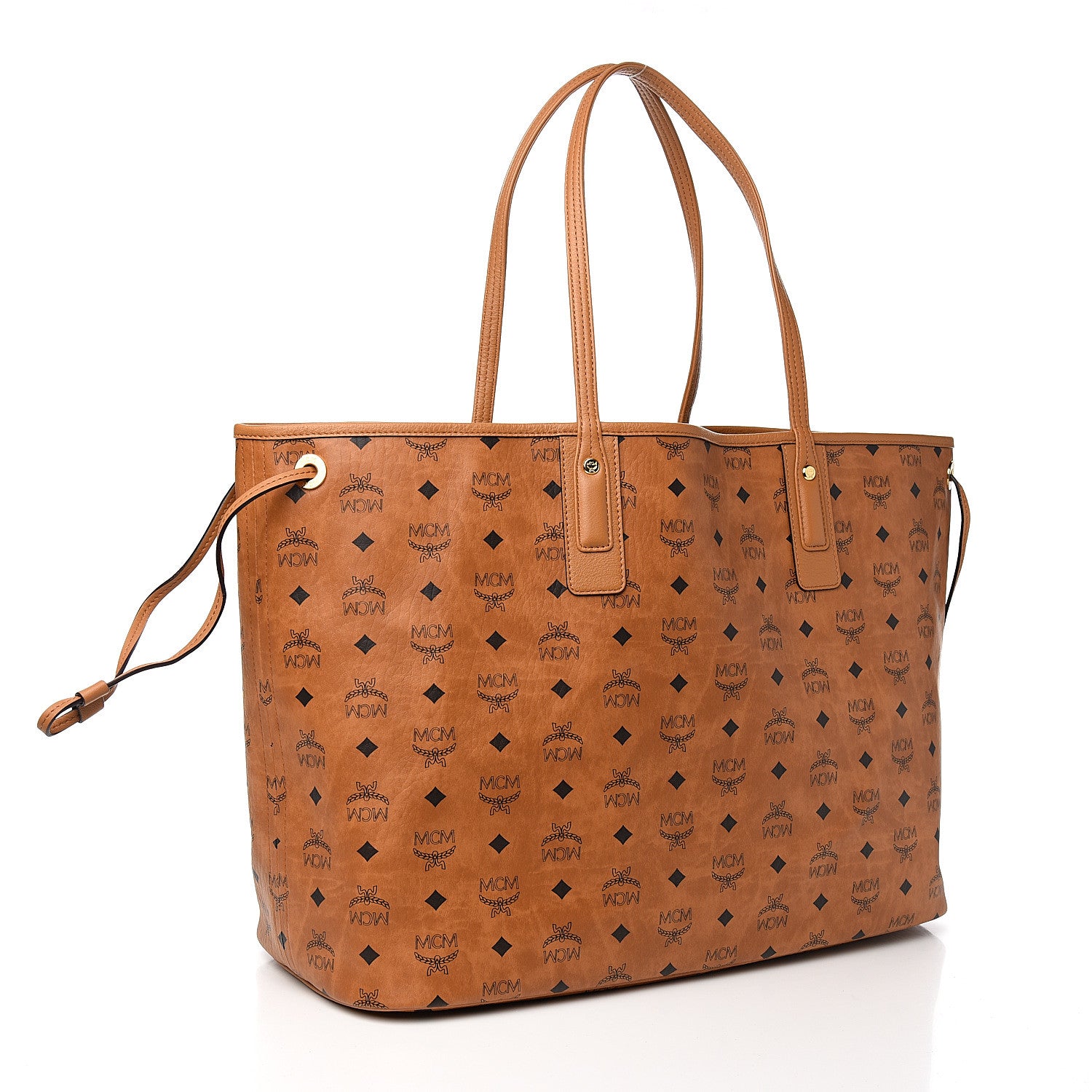 MCM Visetos Large Liz Reversible Shopper Tote Cognac 3 of 15