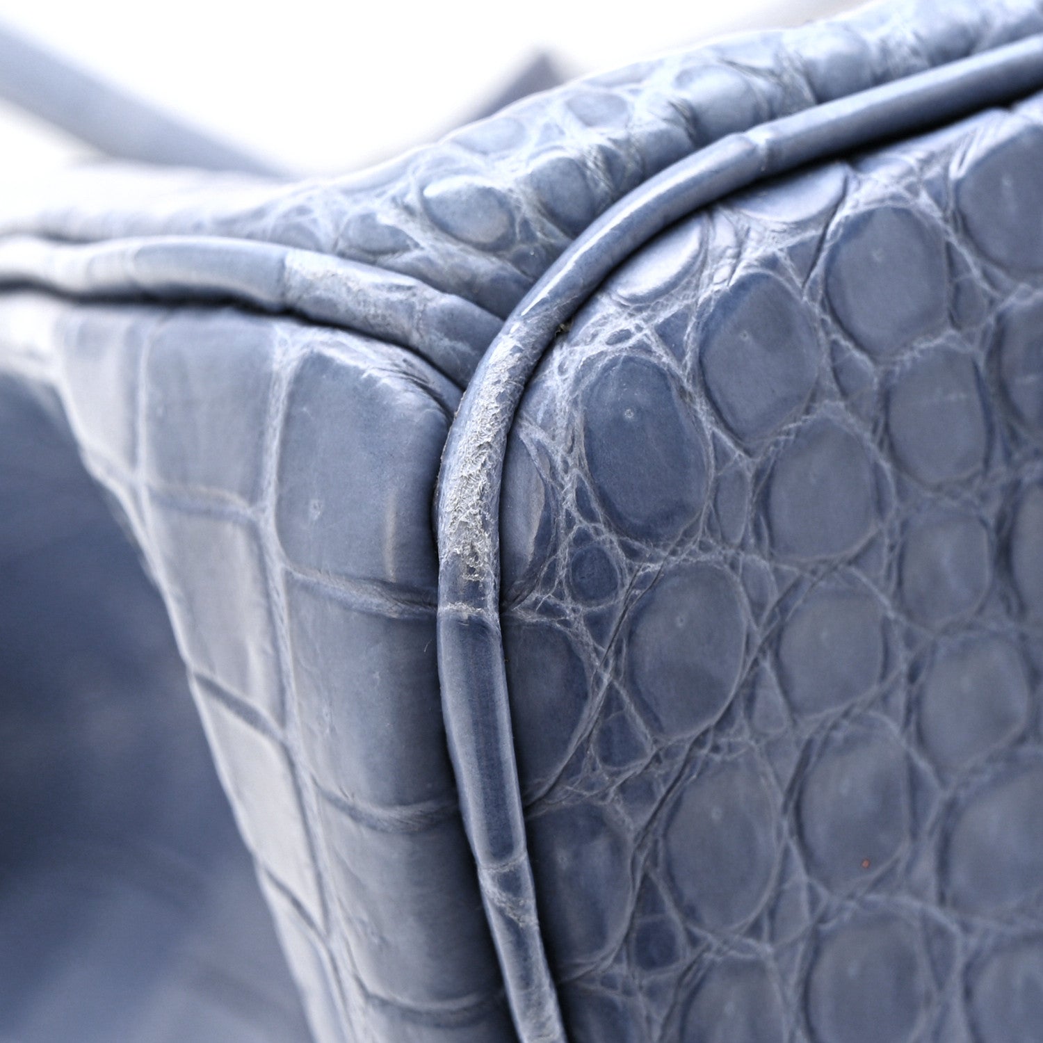 Hermes Matte Porosus Crocodile 18K White Gold Diamond Birkin 35 Bleu Brighton 13 of 26