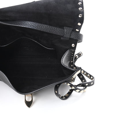 Valentino Garavani Pebbled Calfskin Medium Rockstud Flip Lock Crossbody Bag Black 5 of 10