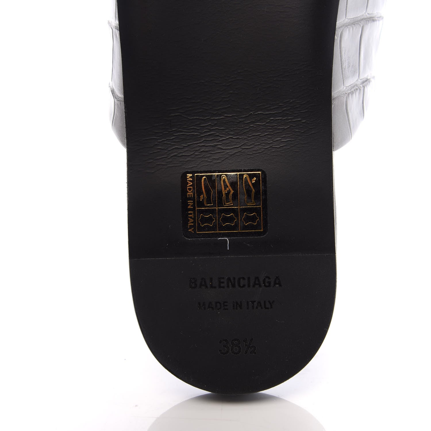 Balenciaga Calfskin Crocodile Embossed Oval BB 5mm Mule Sandals 38.5 Balenciaga Grey 6 of 9