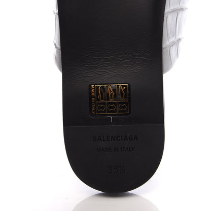 Balenciaga Calfskin Crocodile Embossed Oval BB 5mm Mule Sandals 38.5 Balenciaga Grey 6 of 9