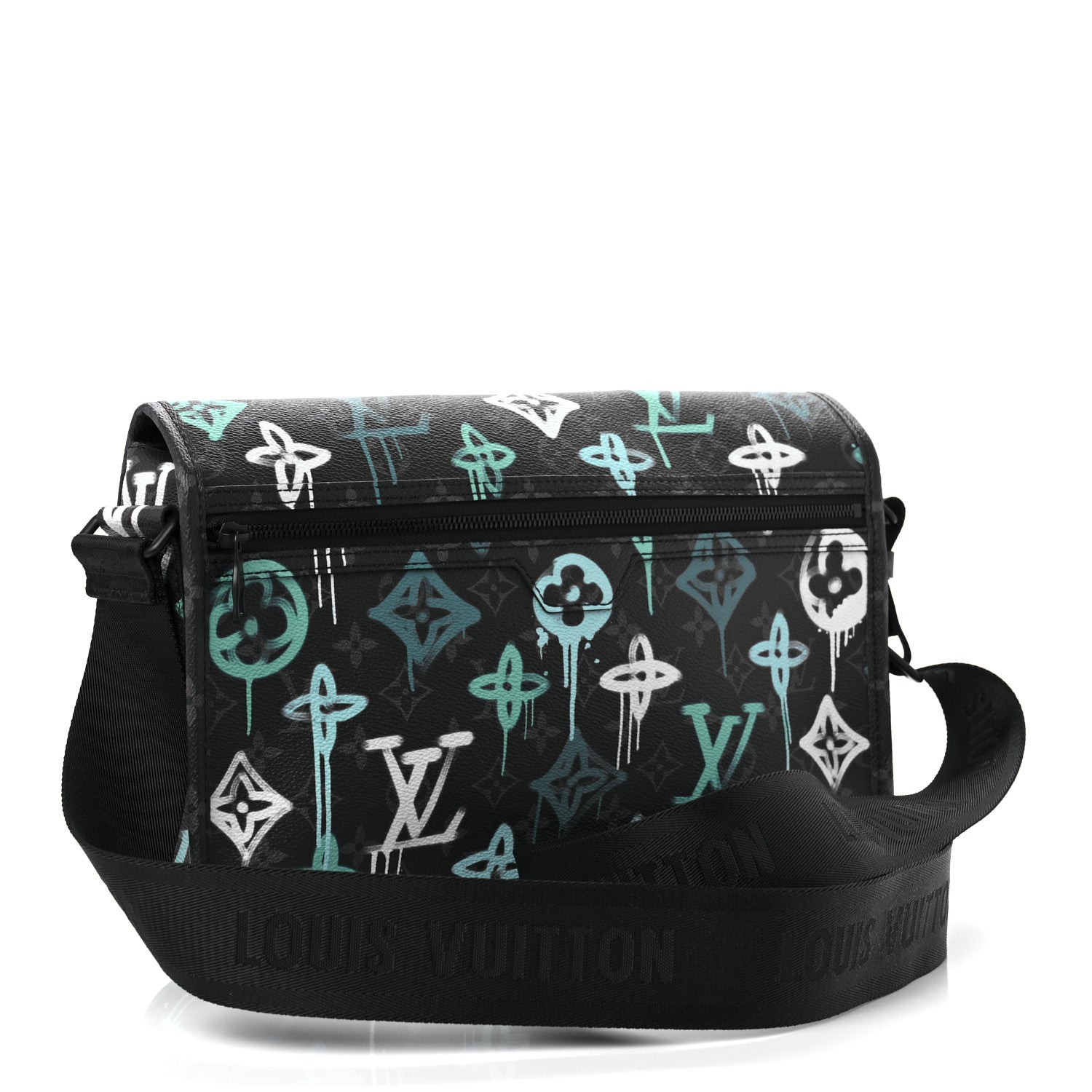 Louis Vuitton Monogram Eclipse LV Graffiti Archy Messenger MM Green Lights 2 of 7