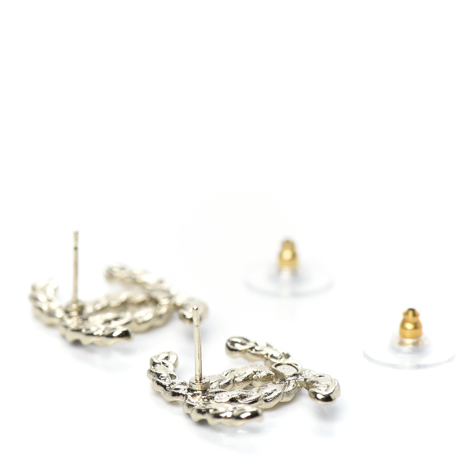 Chanel Enamel Metal Chain French New Wave CC Earrings Black Gold 4 of 5