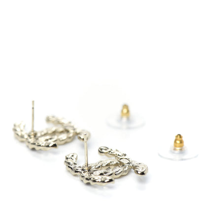 Chanel Enamel Metal Chain French New Wave CC Earrings Black Gold 4 of 5