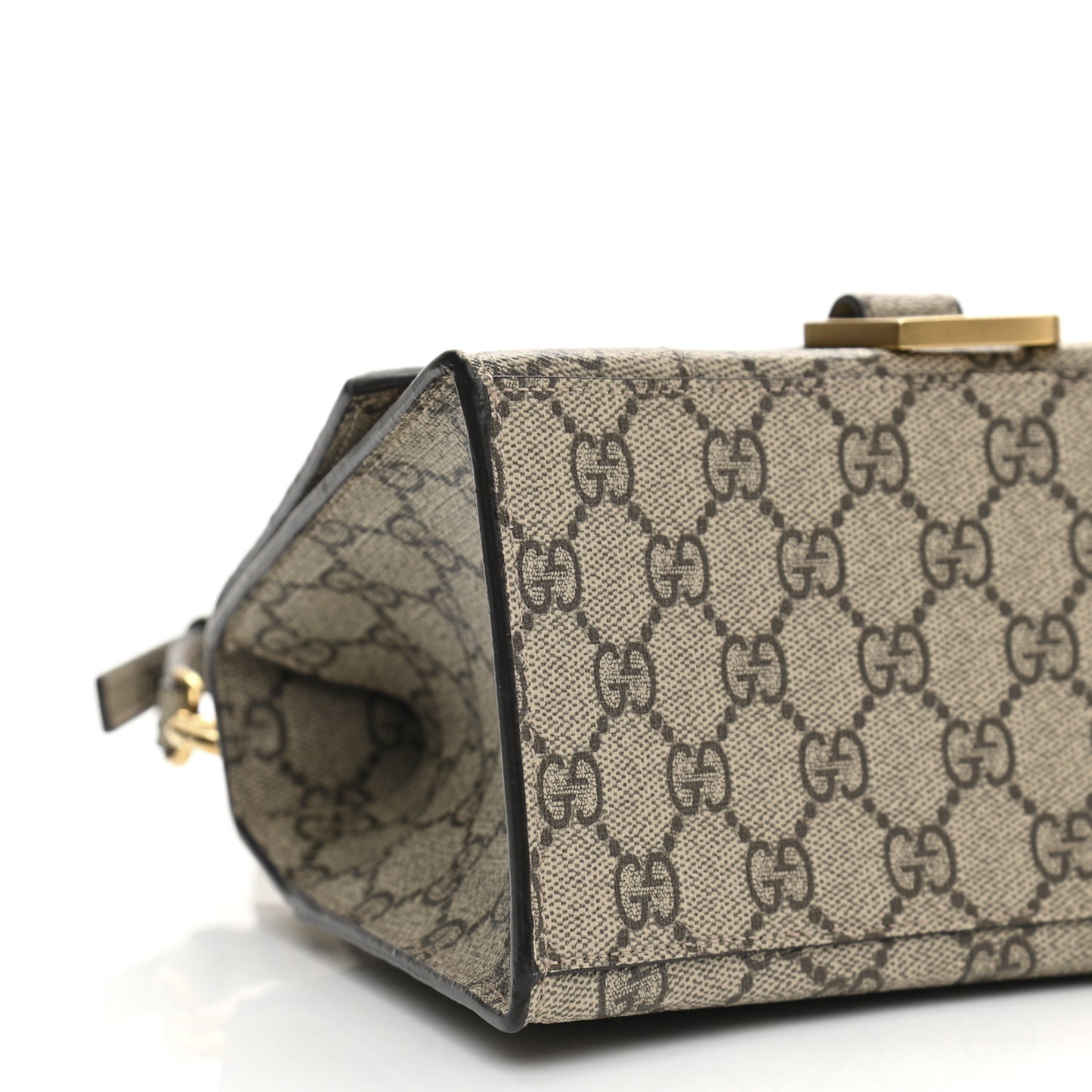 X GUCCI GG Supreme Monogram Small Hourglass Top Handle Bag Beige Ebony